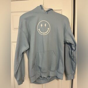 Light blue smiley face hoodie